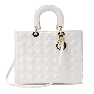 replica jumbo lady dior patent leather bag 6322 white with gold